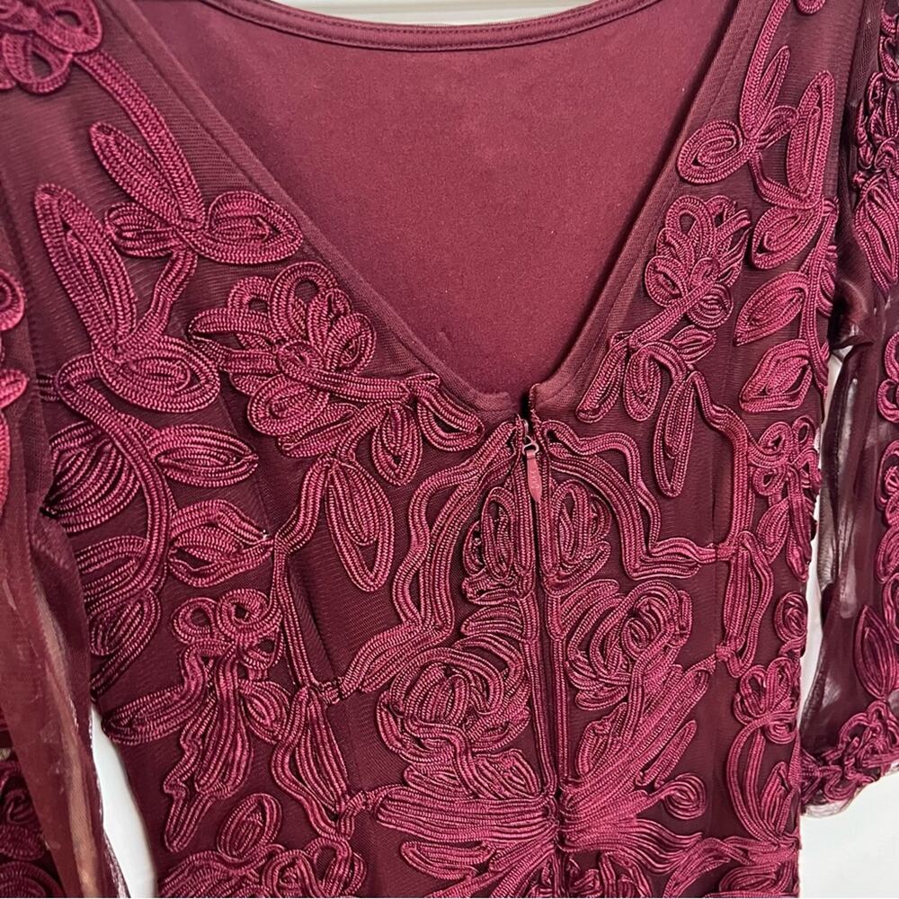 JS Collections Burgundy Lace Dress Knee Length Formal Cocktail Size 2 $248 - Picture 7 of 7